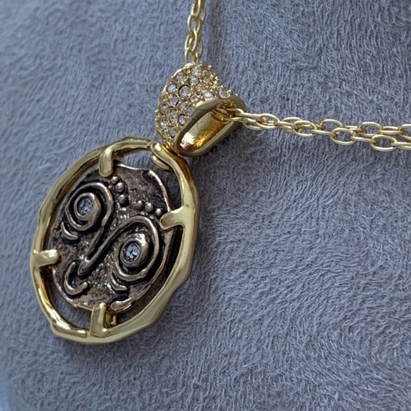 ALEXIS BITTAR • NEW Modern Antiquities Gold Coin Happy Sad Swivel Spin Necklace - Picture 15 of 15